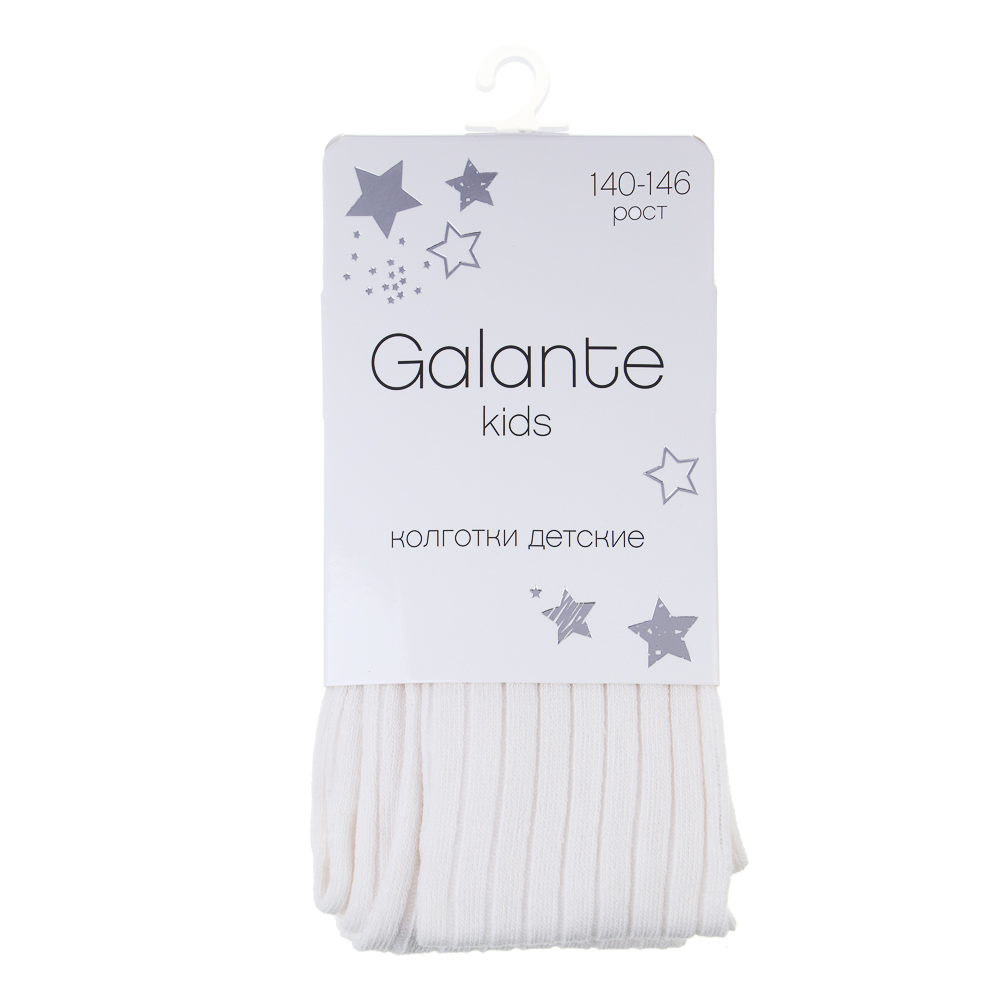GALANTE Колготки детские в рубчик, р.140-146, 80% хлопок, 15% полиамид, 5% спандекс, молочный - #3