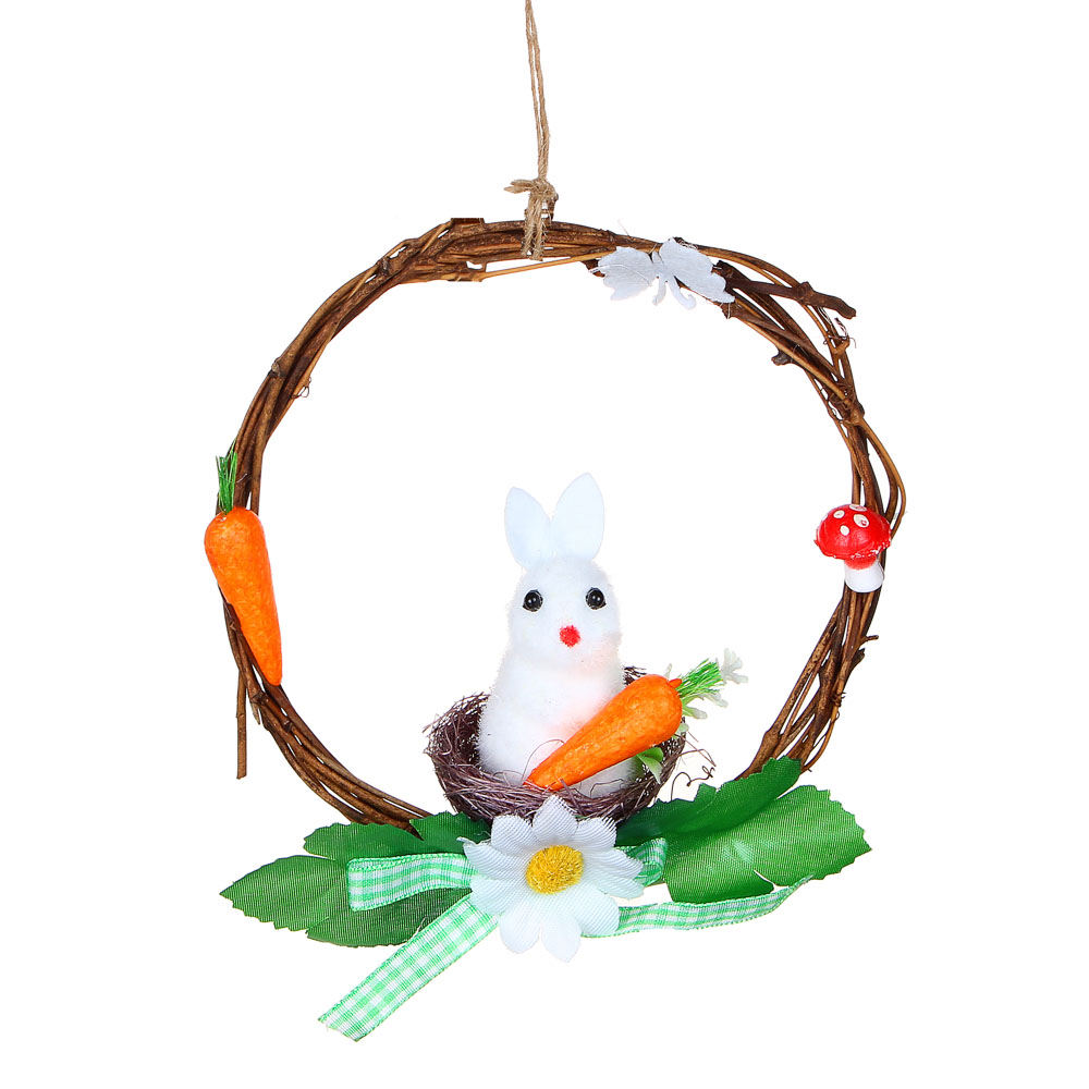 Венок Пасхальный декоративный, 15x8 см, полиэстер, дерево, пластик, пенопласт, картон, 3 вида - #3