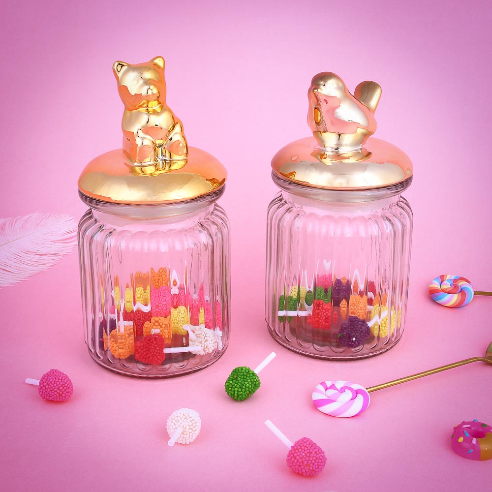 Баночка декоративная для конфет, стекло, 9,2x7,6 см, 2 дизайна - #1