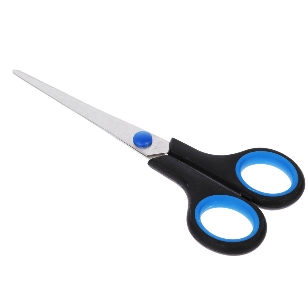 Ножницы канцелярские ClipStudio 16см, двуцветные пласт.ручки, на карточке - #2