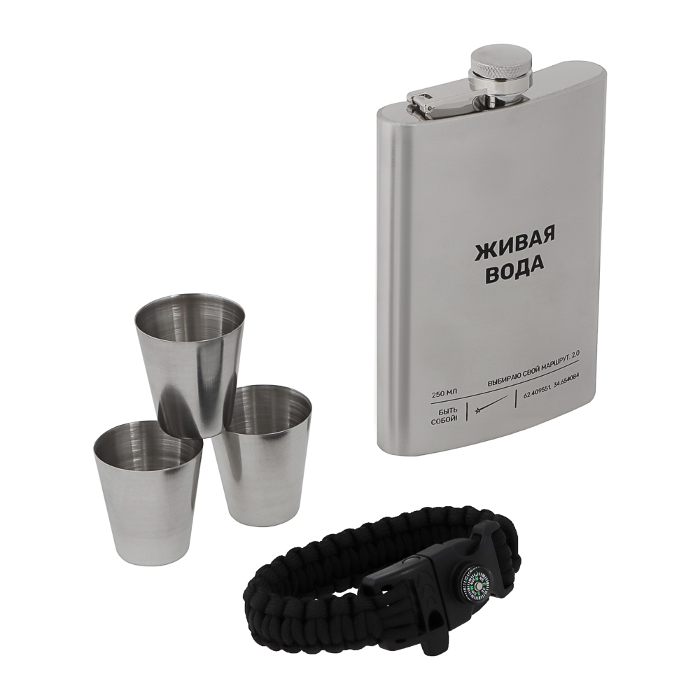 Набор походный командирский тм BY Русские супергерои, (фляга, 3 стопки), нерж.сталь - #1