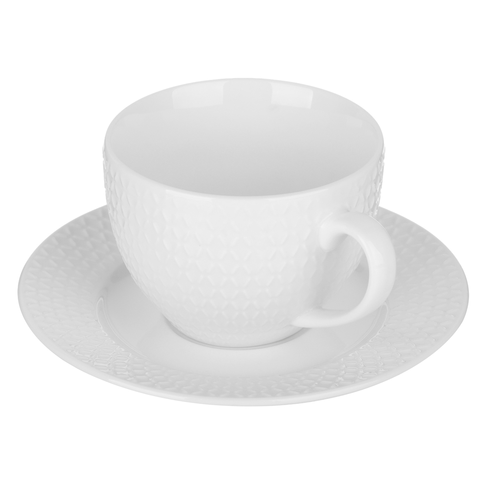 Набор чайный 4 пр., 260мл, MILLIMI, ромб белый, фарфор - #3