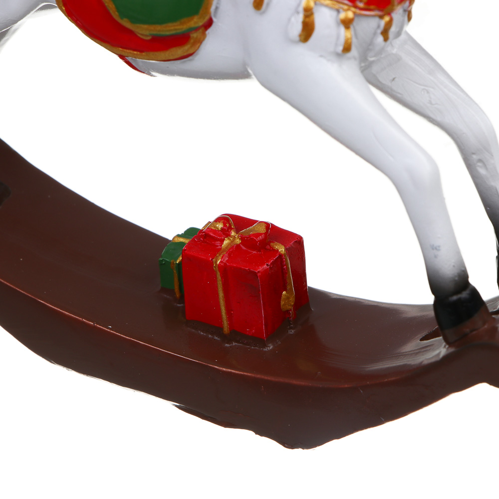 СНОУ БУМ Декоративная фигура "Конь-качалка", полистоун, белый, 15,5x3x14 см - #5