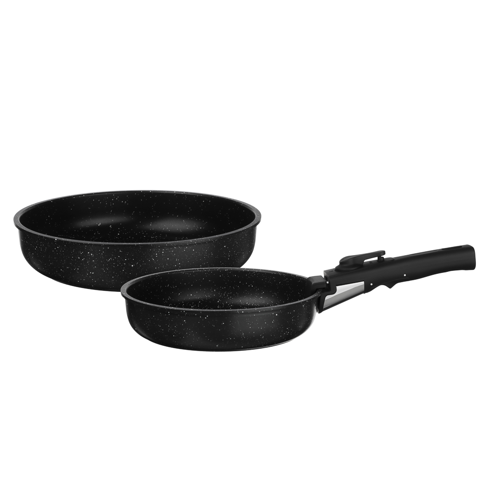 SATOSHI Анси Набор посуды 3пр, сковорода 20;24 см.+съем. ручка, антиприг. покрытие мрамор, индукция - #1