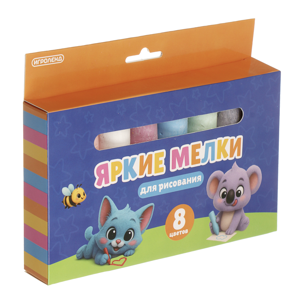 ИГРОЛЕНД Мелки для рисования на асфальте, цветные 8 шт, мел, 13,5х19,5х2,5см - #1