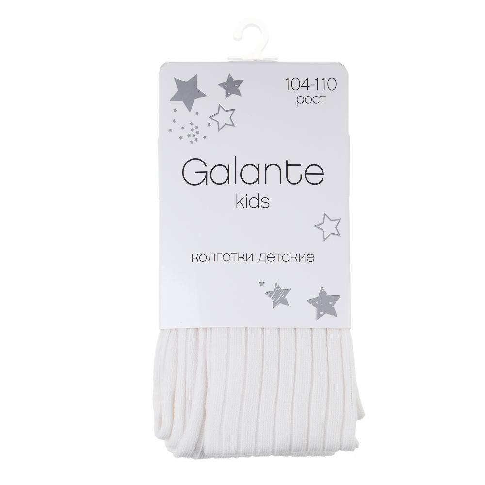 GALANTE Колготки детские в рубчик, р.104-110, 80% хлопок, 15% полиамид, 5% спандекс, молочный - #3