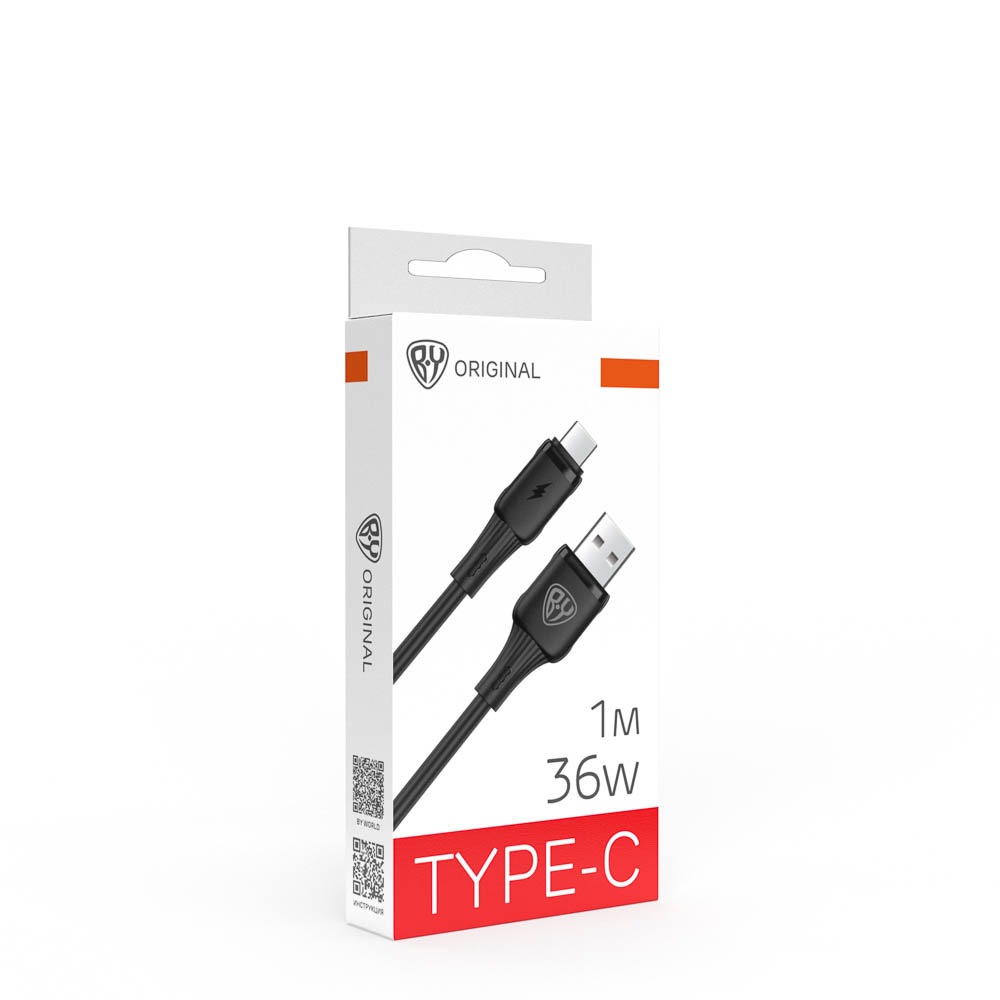 Кабель для зарядки USB(A)-Type C BY Twist, 36Вт, 1 м, 3A, гибкий силикон, чёрный - #2