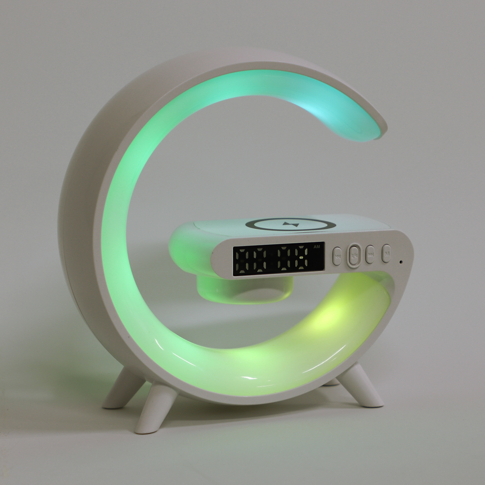 BY Светильник-ночник светодиодный Mун RGB 2Вт, Qi 5Вт, колонка 3Вт, часы, USB type-C 5В, белый - #3