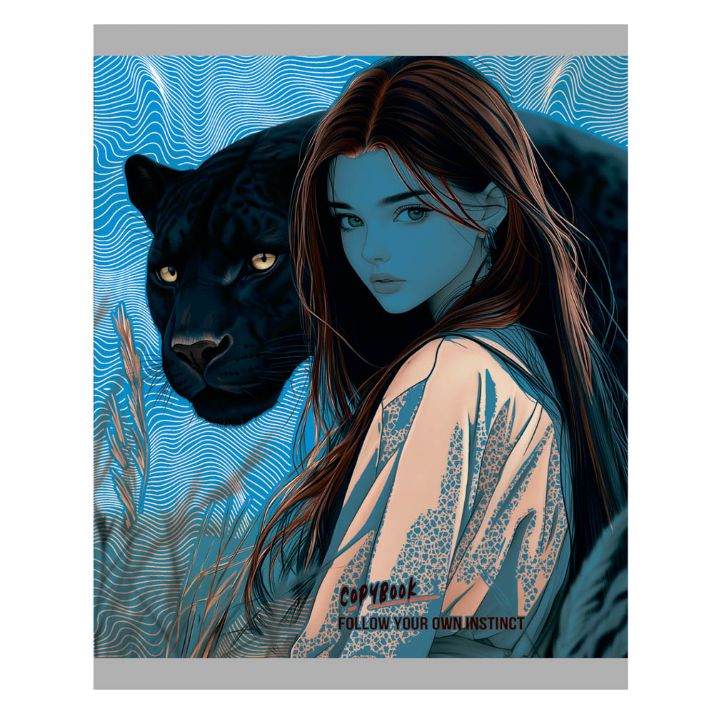 Тетрадь 48 л., А5, в клетку, БЕЛЫЕ ЛИСТЫ, обложка картон, скрепка, ТВИН-лак - #6