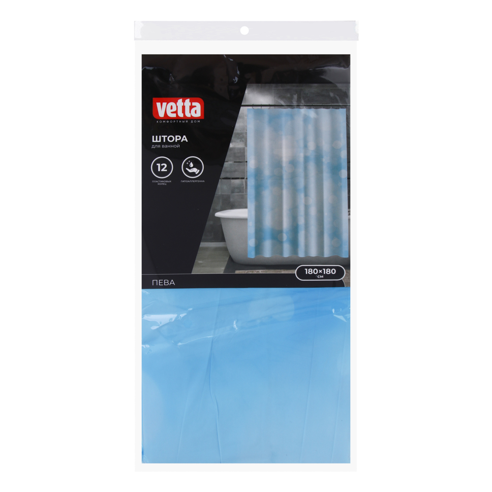 VETTA Шторка для ванной, ПЕВА, 12 г/м2, 180x180 см, Мрамор, 609 - #4