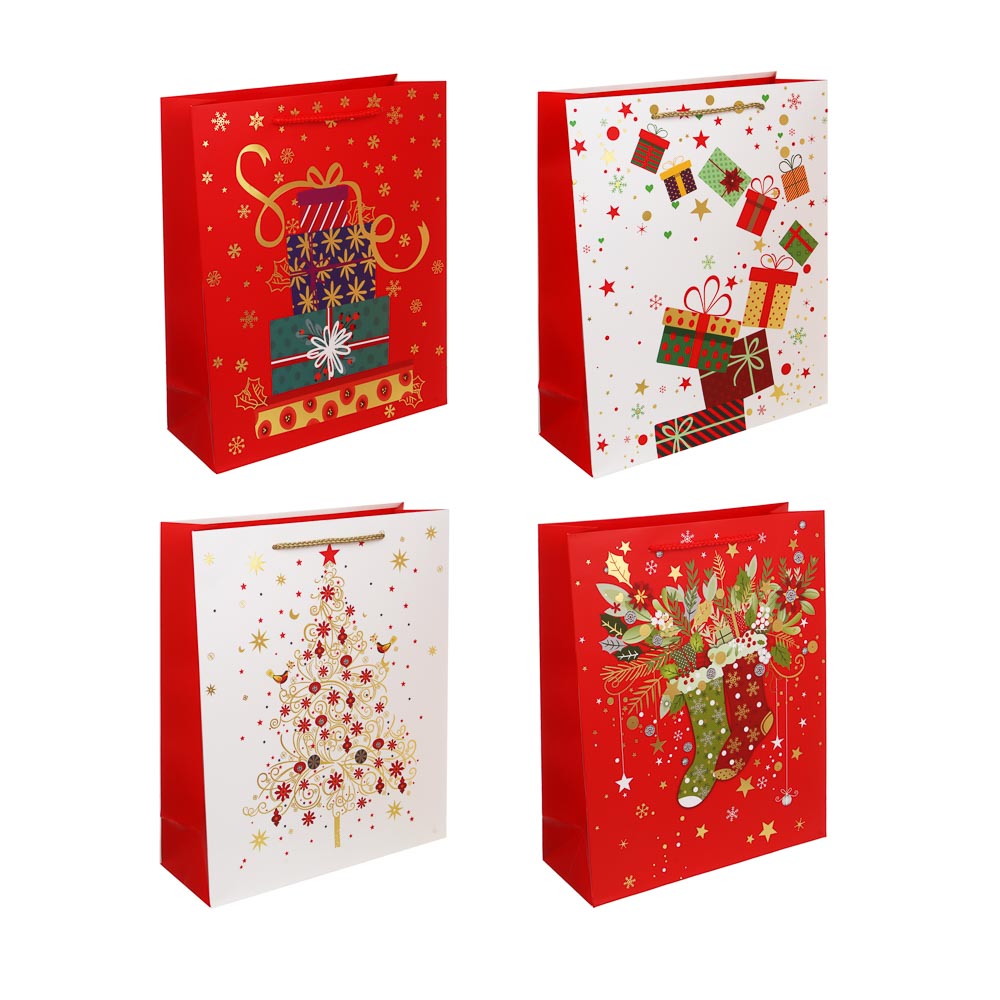 Пакет тм СНОУ БУМ подарочный, 26x32x10см, тиснение, бумага, арт.22, 4 дизайна - #1