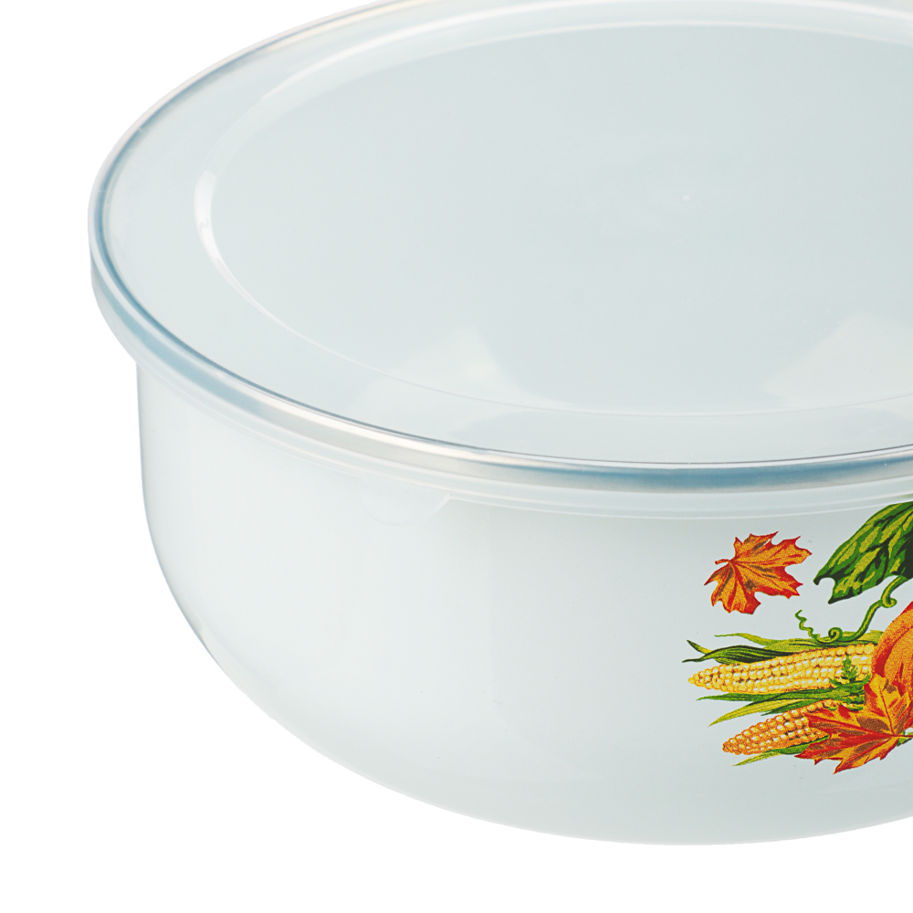 Набор эмалированных салатников с крышками, 6пр. (14/16/18см, 0,7/1,1/1,4л) "Тыквенный латте" - #4