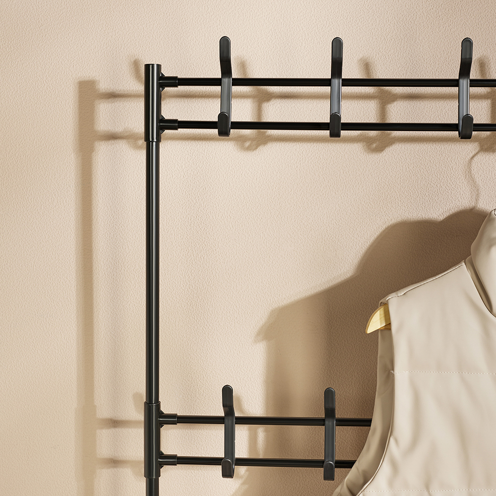 VETTA Напольная вешалка для одежды с этажеркой для обуви, 4 яруса, 60х30х155см, металл, пластик - #11