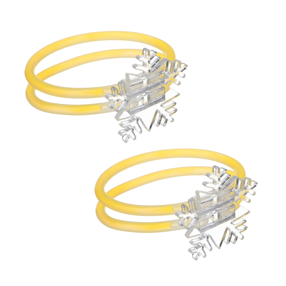 СНОУ БУМ Набор неоновых браслетов со снежинками 2 шт, 4 палочки по 20 см, пластик - #1