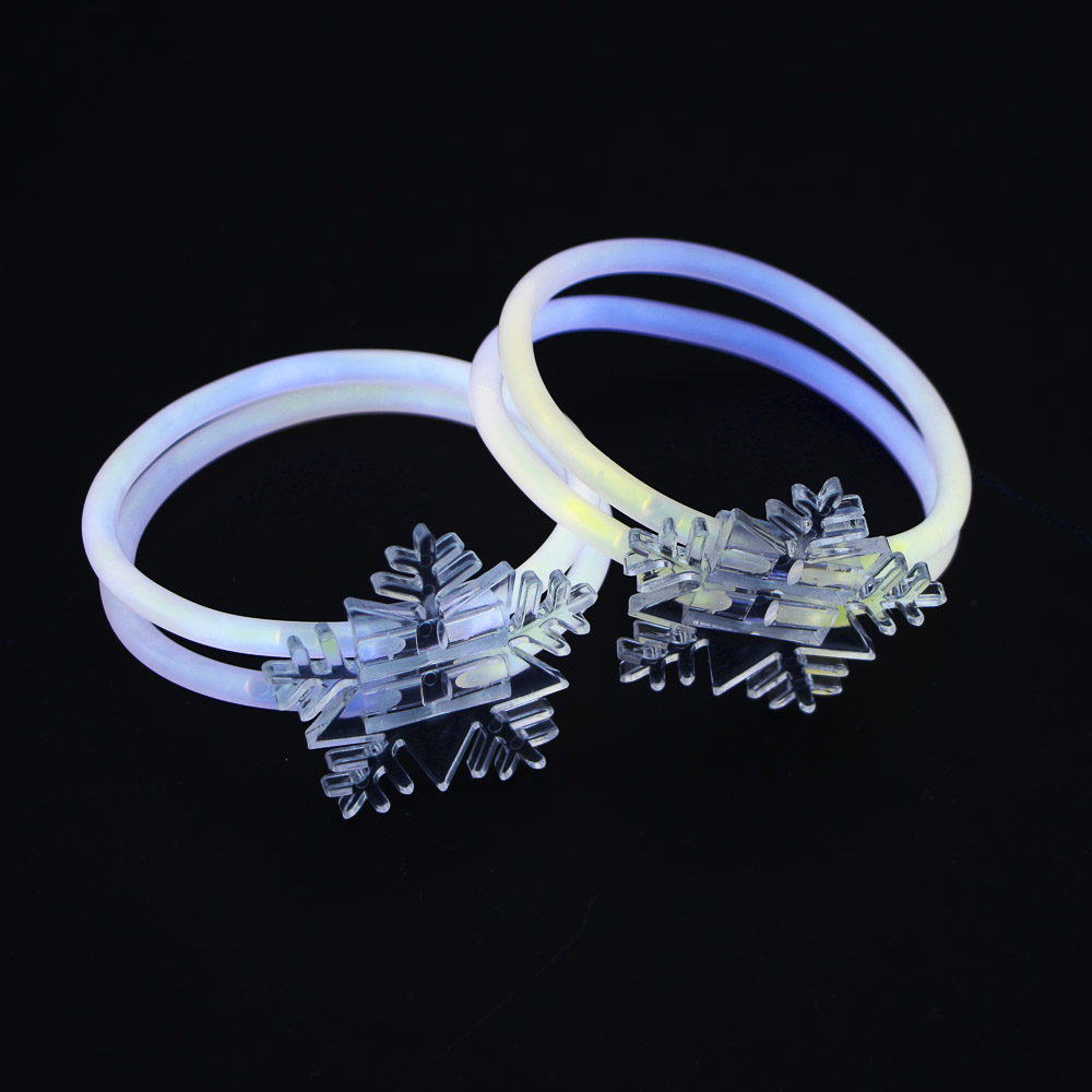 СНОУ БУМ Набор неоновых браслетов со снежинками 2 шт, 4 палочки по 20 см, пластик - #7