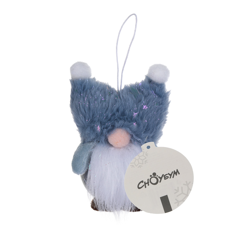 СНОУ БУМ Сувенир елочный Гномик 8x6x11 см, полиэстер, белый, синий, 2 вида - #5