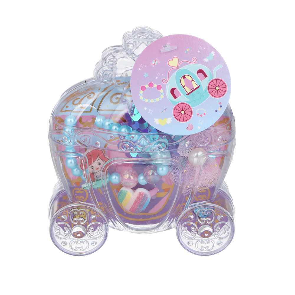 ИГРОЛЕНД Набор бижутерии в шкатулке "Карета" 4 пред., 9,5х3х12 см, пластик, металл, текстиль - #4