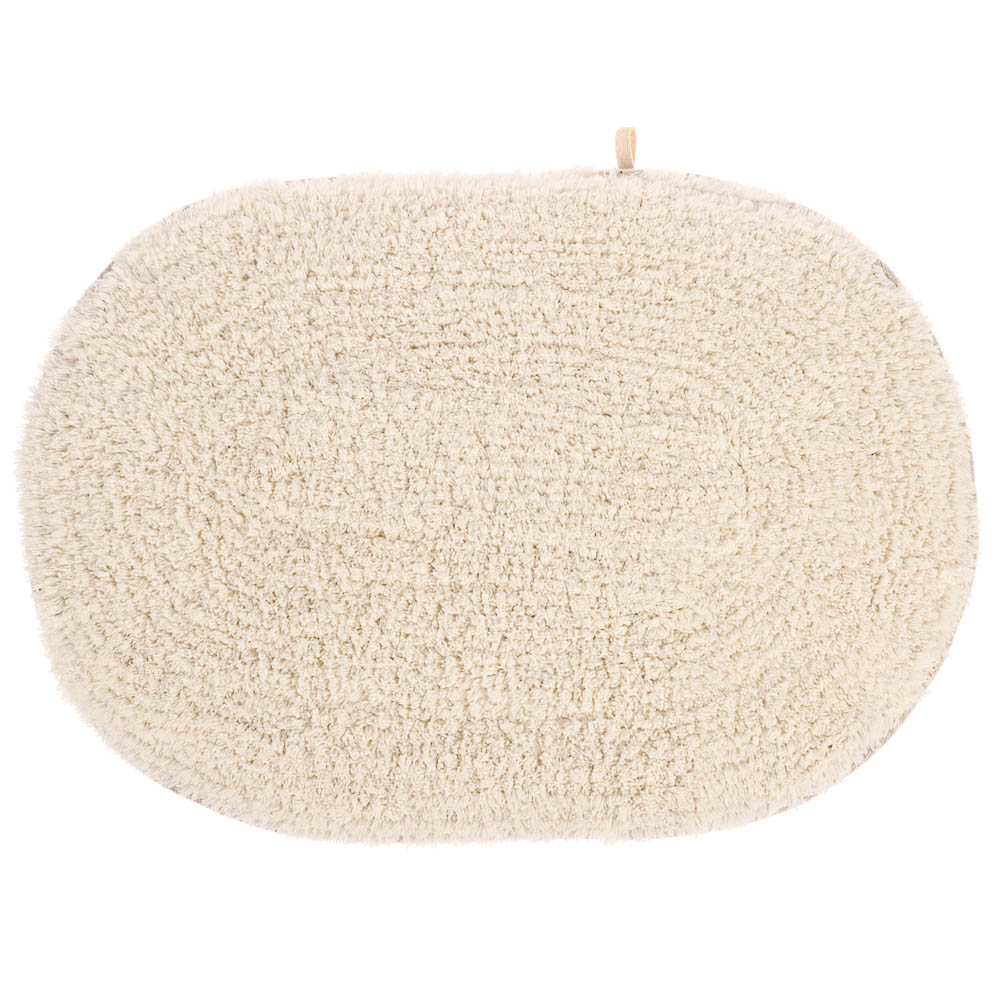 Коврик для ванной 40х60см овал TERNI кремовый, хлопок, SWM-6010-CRM-B - #1