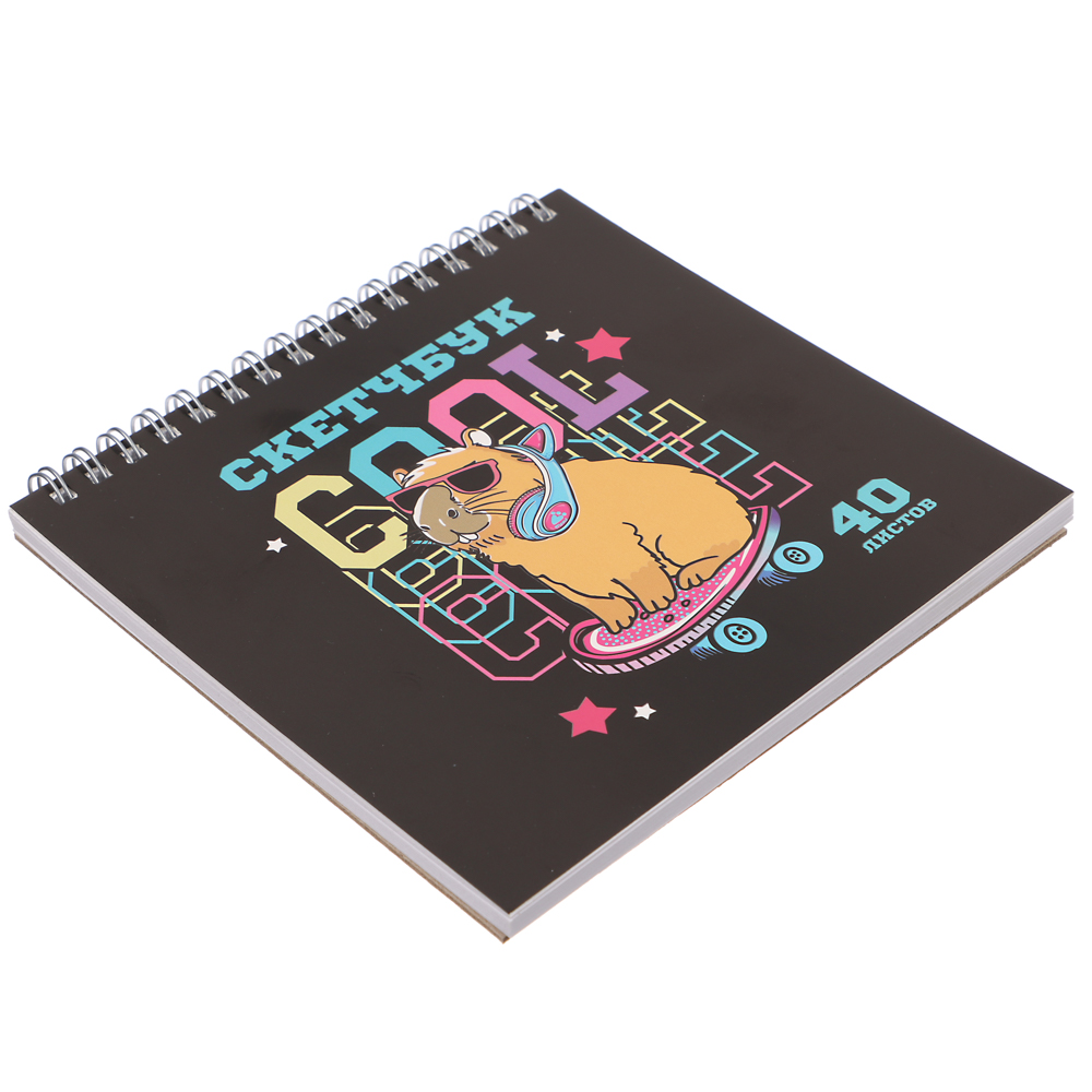 Скетчбук (альбом) 14,5х14,5см, 40л. обл.картон, блок 100г/м2, спираль, тв. подложка, 4 диз. - #3