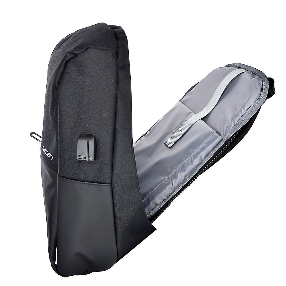 Рюкзак подростковый, 45x32x15см, 1 отделение, ПЭ, иск.кожа, спинка с эрг.элем., USB, черный - #4