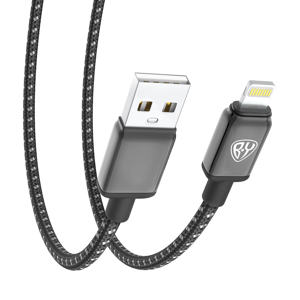 Кабель для зарядки USB(A)-iP BY ZINC, 12Вт, 1 м, 2.4A, нейлон, цинк. кон.,чёрный - #5
