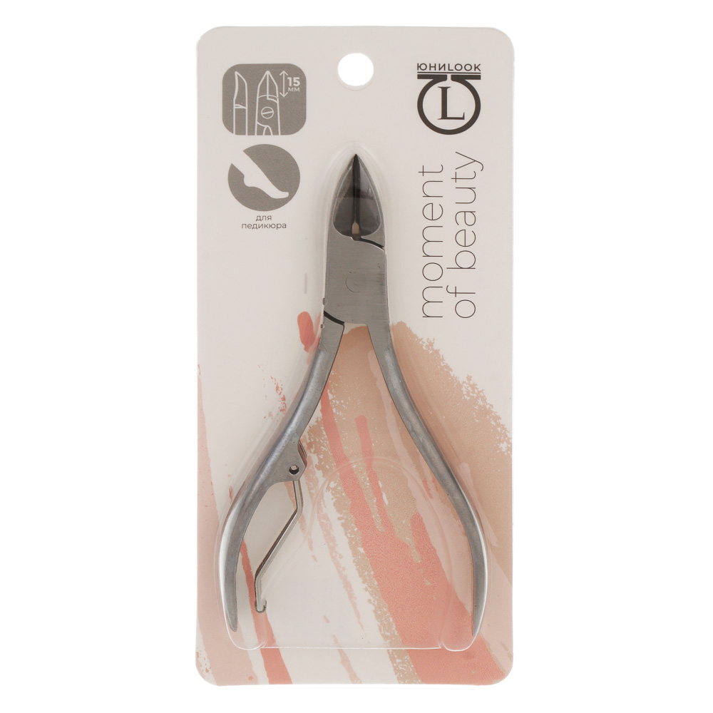 ЮНИLOOK Кусачки педикюрные с одинарной пружиной, длина лезвий 15мм, сталь, 10,5см, #8714 - #5
