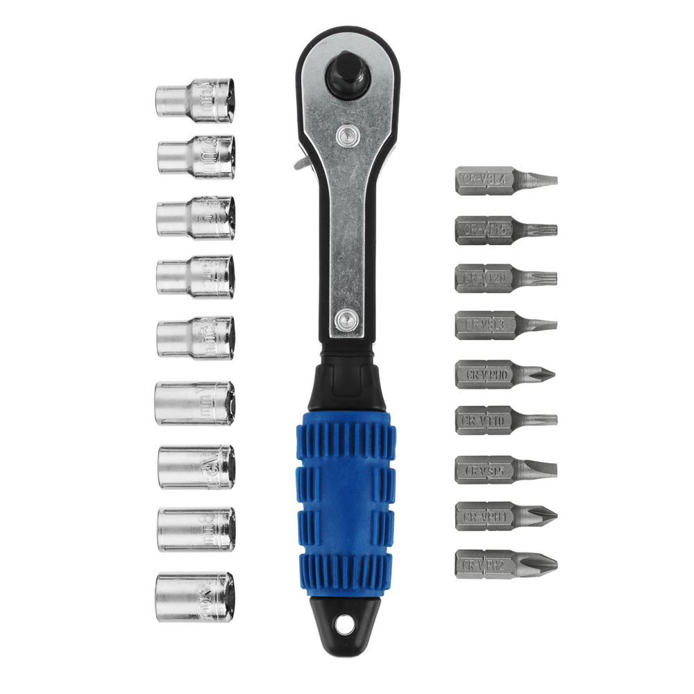 РОКОТ Набор бит и торцевых головок с трещоткой, 19 предметов - #1