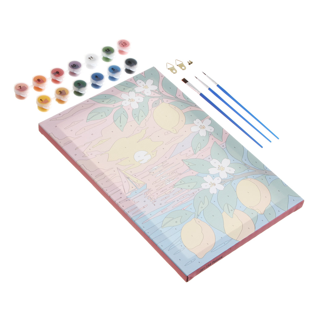 ХОББИХИТ Картина по номерам, комплект (основа, акриловые краски, кисть), 20х30см, 10 дизайнов - #3