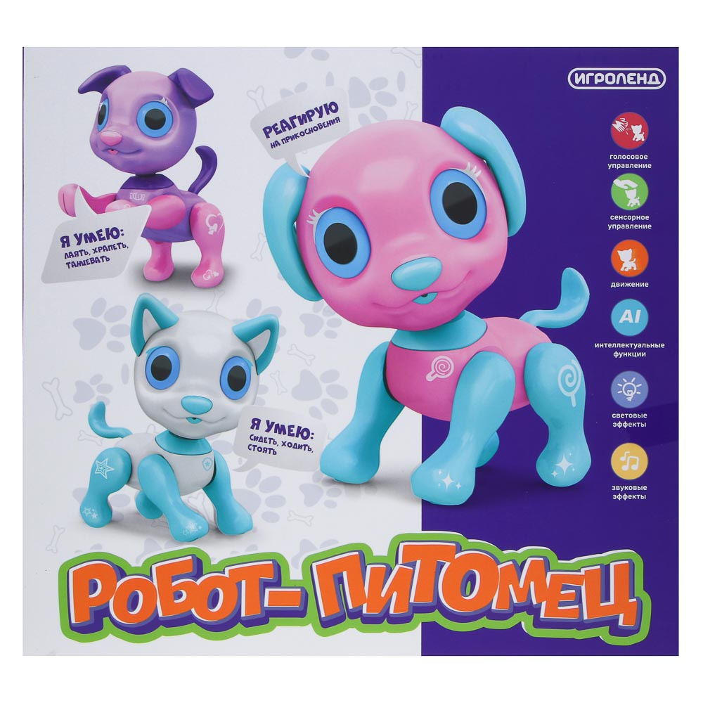 ИГРОЛЕНД Игрушка интерактивная робот-питомец, движ., звук,свет, 3ААА, ABS, 20х20х12см, 3 дизайна - #3