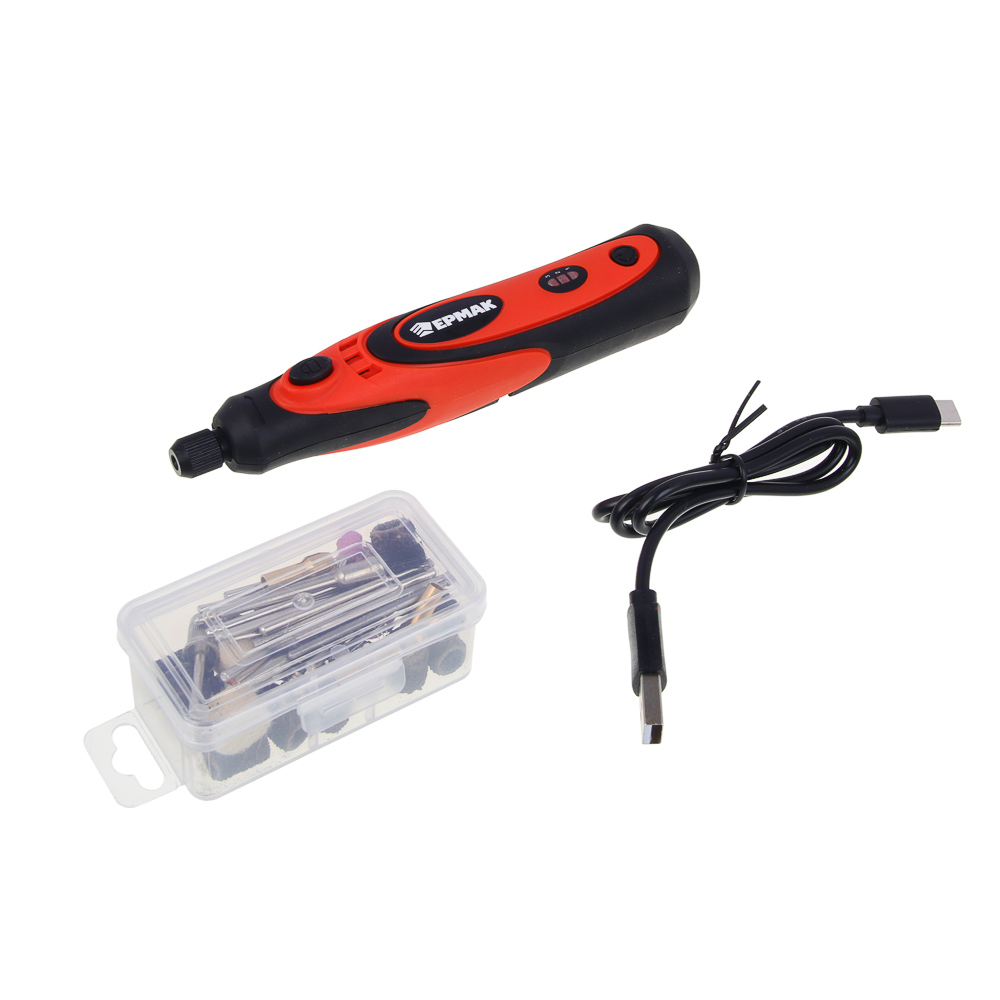 ЕРМАК Гравер аккумуляторный 3,7В 0,7 А-Ч, набор аксессуаров 40 пр. - #3