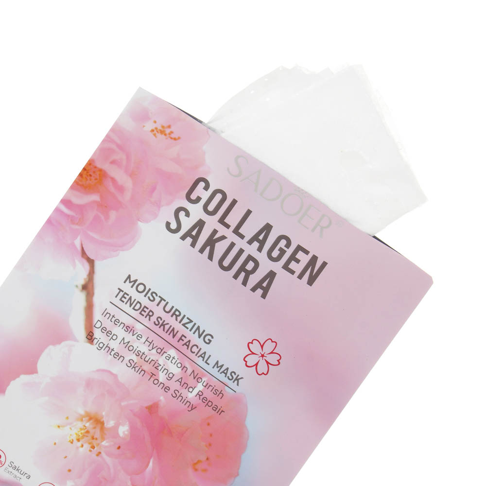 Набор масок для лица увлажняющих 10 шт с коллагеном и сакурой тм Sadoer, 10шт х 25гр - #3