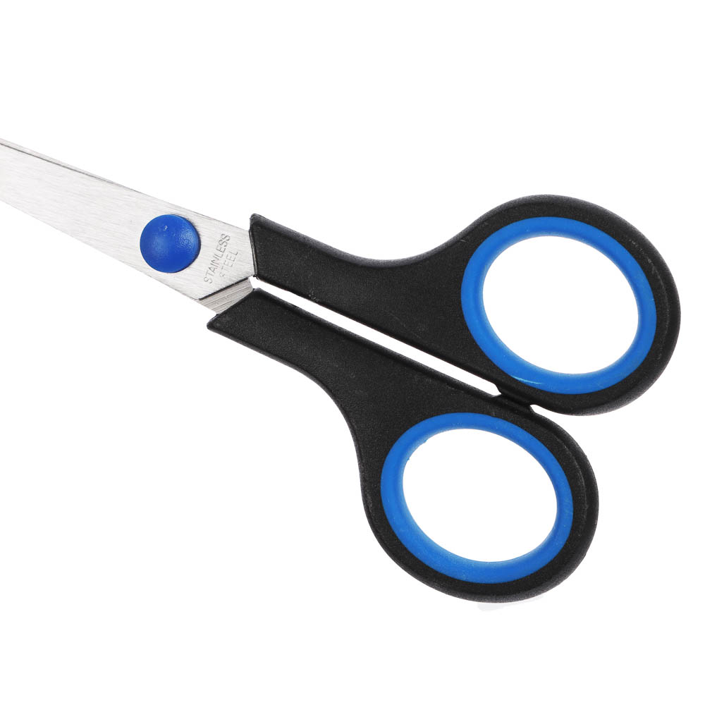 Ножницы канцелярские ClipStudio 16см, двуцветные пласт.ручки, на карточке - #4