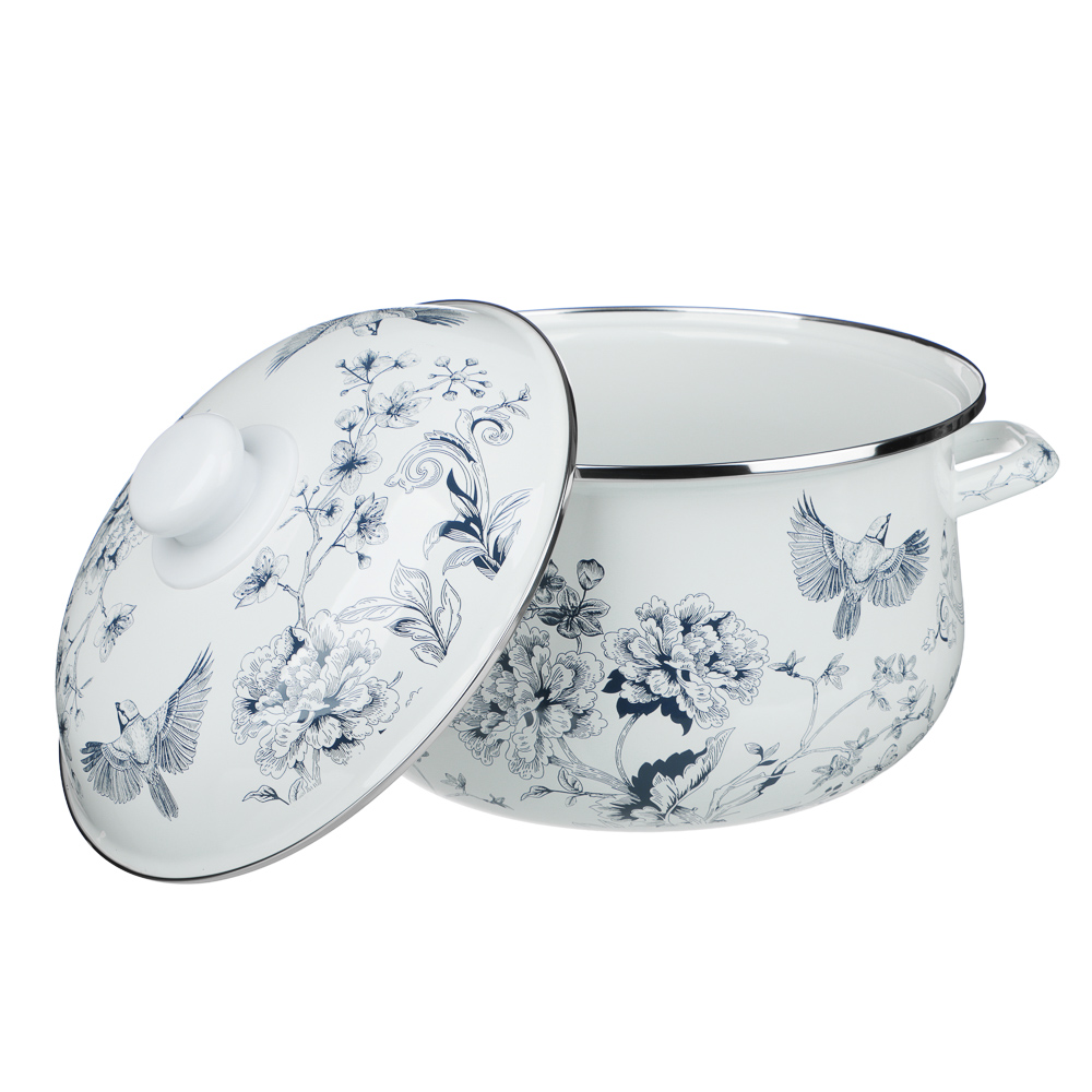 Кастрюля эмалированная тм VETTA Флорал, 24см, 5л, индукция - #4