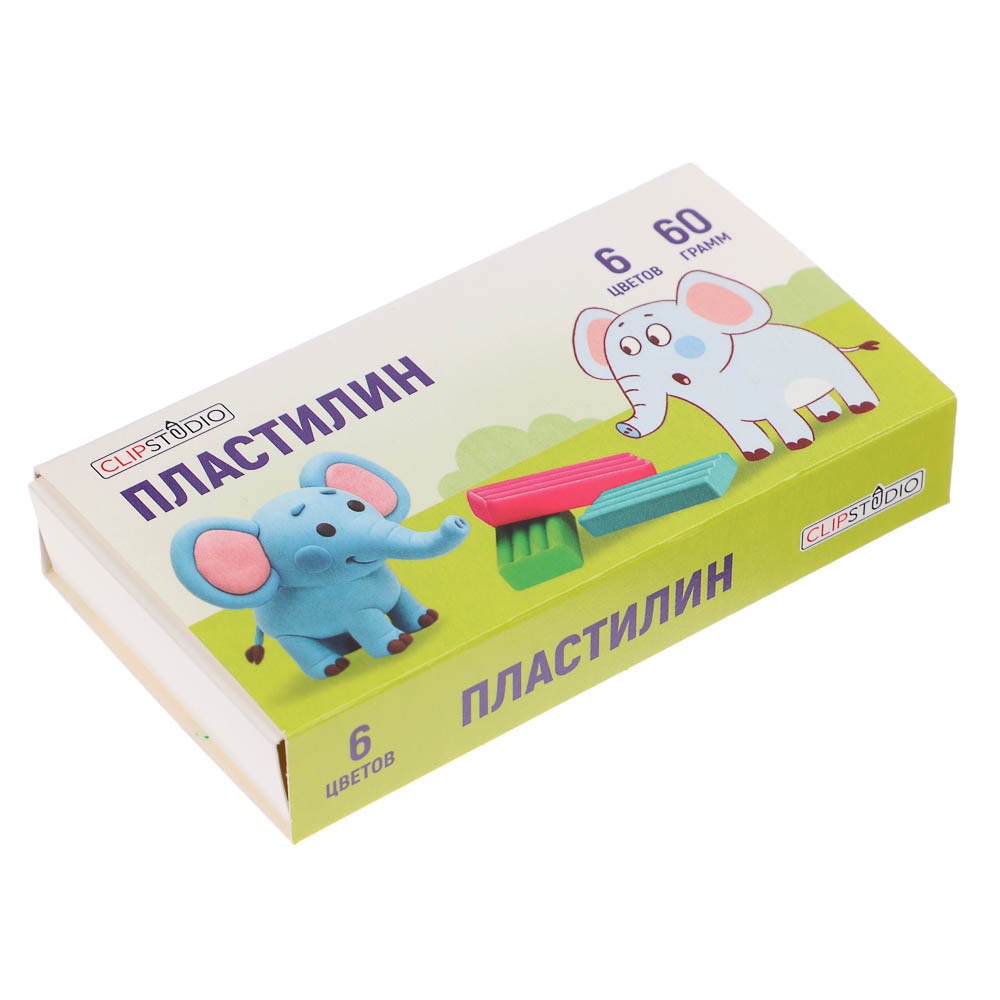 Пластилин 6цв. ClipStudio 60 грамм, в картонном выдвижном пенале - #7
