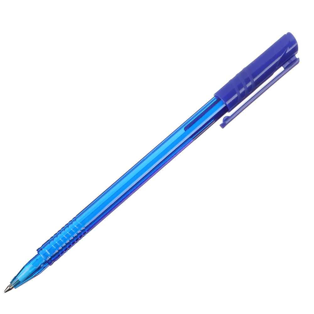 Ручка шариковая синяя "Альфа", с тонированным трехгранным корпусом, 0,7 мм, инд. маркировка - #3