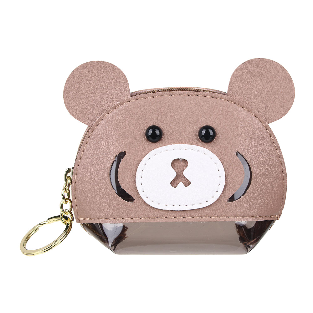 Брелок - кошелек для мелочи, 10x9х4см, "Зверята", искусственная кожа, металлический карабин, 4 диз. - #3