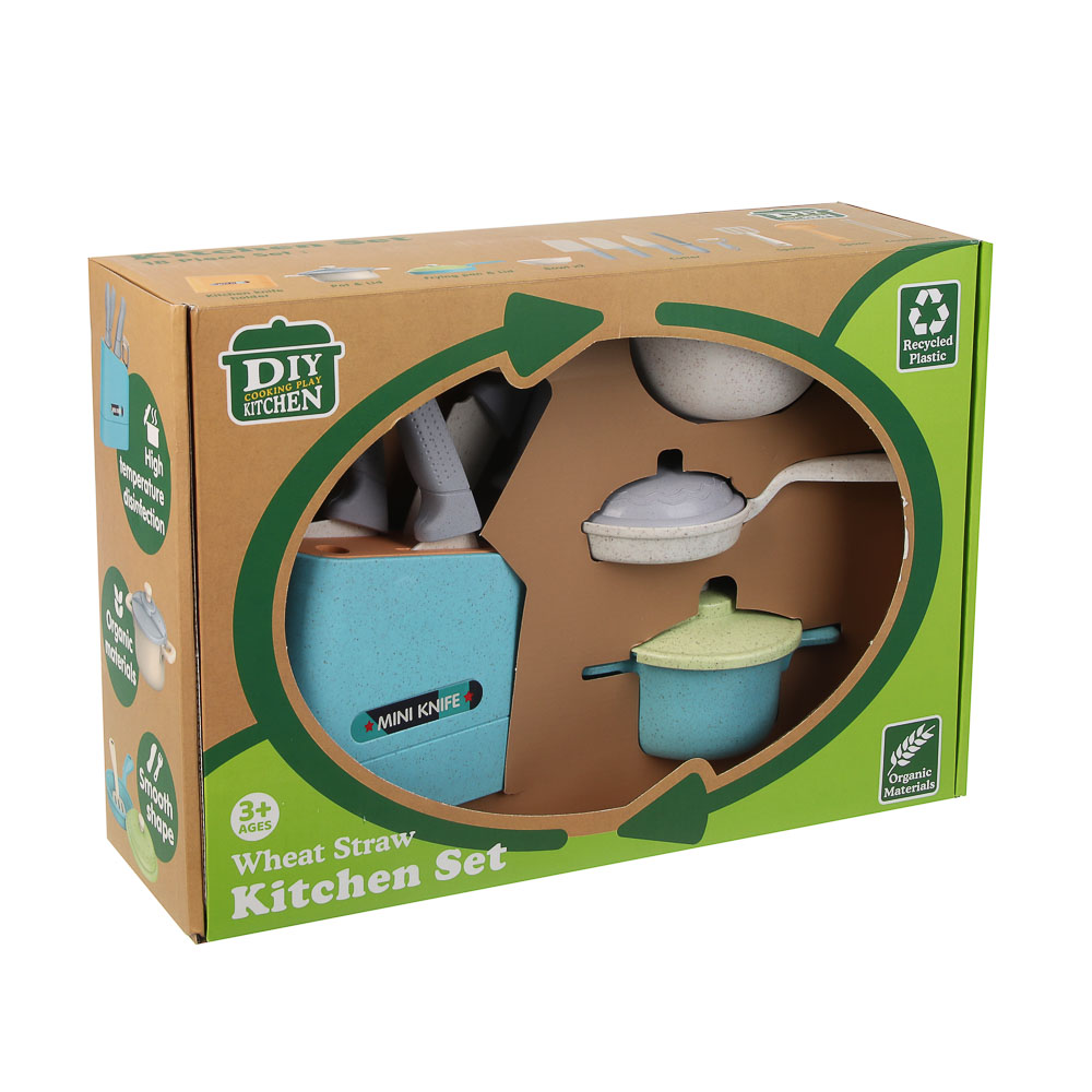 ИГРОЛЕНД Игровой набор посуды "Экопластик", 18 предметов, пластик, 34,5х11х24 см - #1