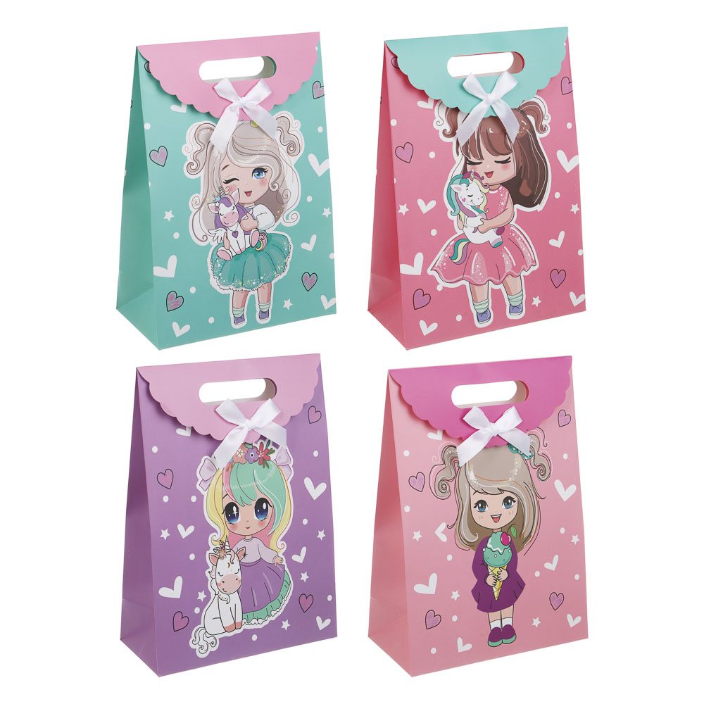 Пакет подарочный бумажный тм LADECOR, M 27x19x9 см, детский, 4 дизайна - #1