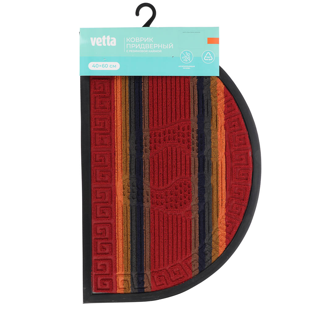VETTA Коврик придверный, ворсовый с резиновой каймой, полукруг 40x60см, 3 дизайна - #4