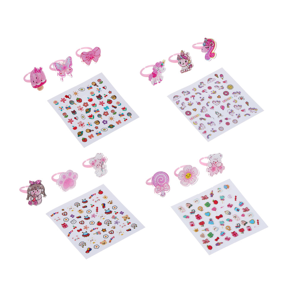 BY Русские супергерои Набор детских наклеек для ногтей и кольца 3 шт, 4 дизайна - #1