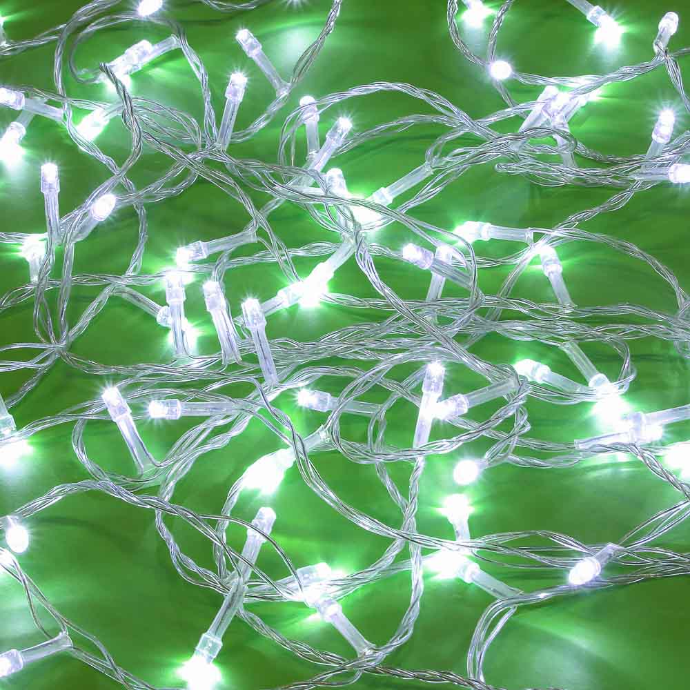 СНОУ БУМ Гирлянда эл. вьюн 9м, 100 LED, белый, пост. свечение, ПВХ прозр., 220В - #1