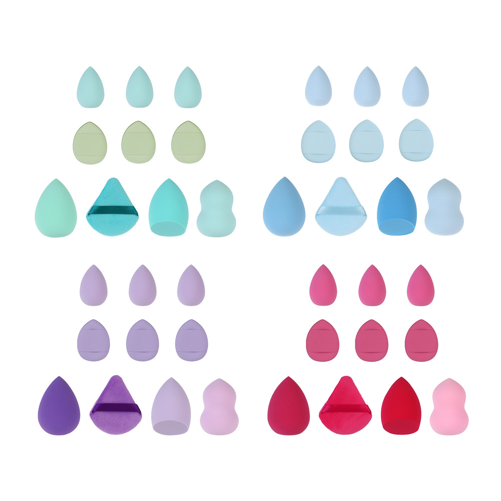 Набор спонжей 12 шт тм ЮНИLOOK, полиуретан, полиэстер, 4 цвета, подар.уп. - #1