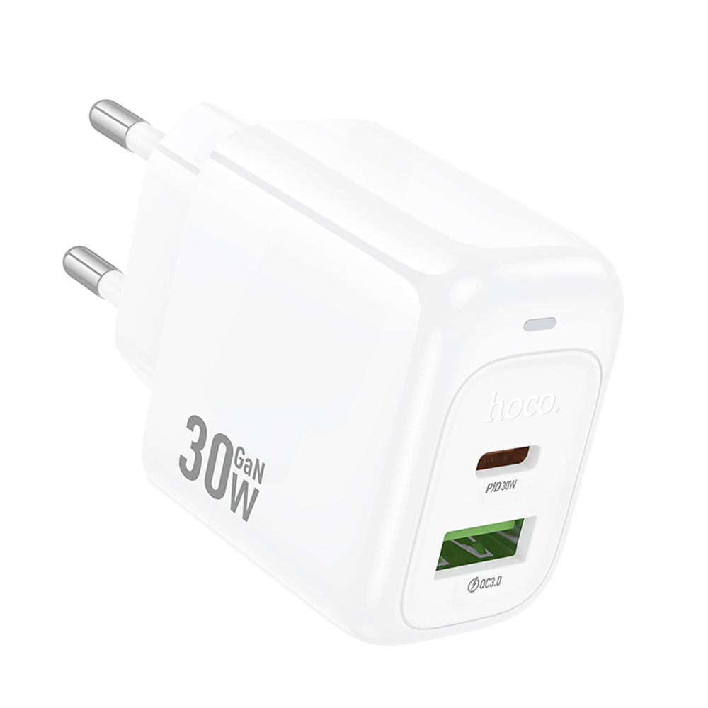 hoco. Зарядное устройство модель CS55A, USB+C 30W, цвет: белый - #5