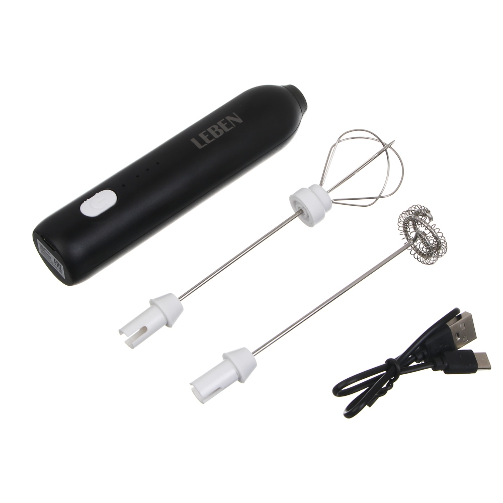 LEBEN Капучинатор аккумуляторный, 3 скорости, 2 насадки, аккум. 500мАч - #3