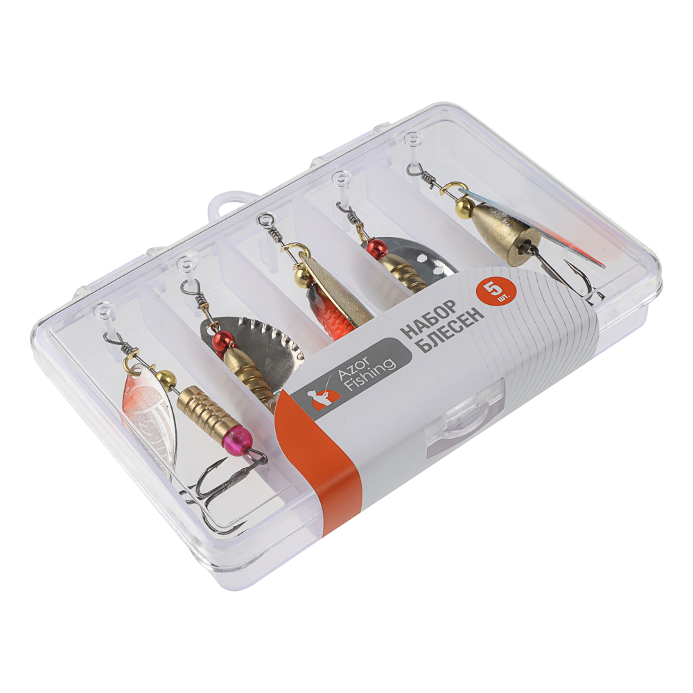 Набор блесен тм AZOR FISHING, 5шт., в пластиковой коробке, 3-7 грамм - #16