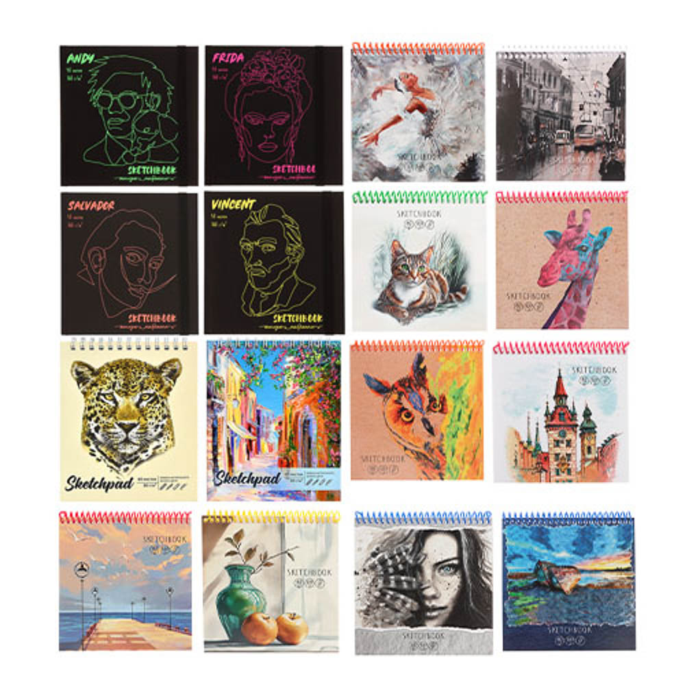 Скетчбук (альбом), тверд.подложка, спираль, в ассортименте - #1