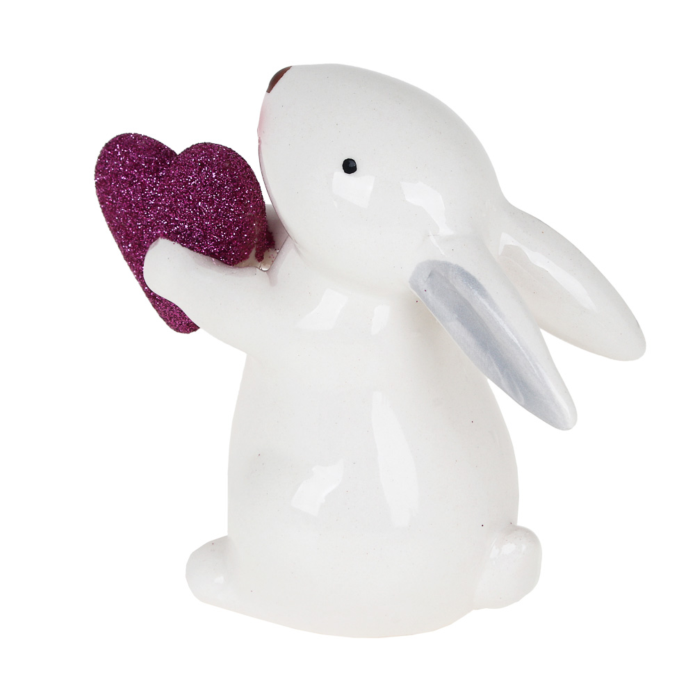 СНОУ БУМ Фигурка Кролик с фиолетовым сердечком, доломит, 10,3x5x9,5см - #3