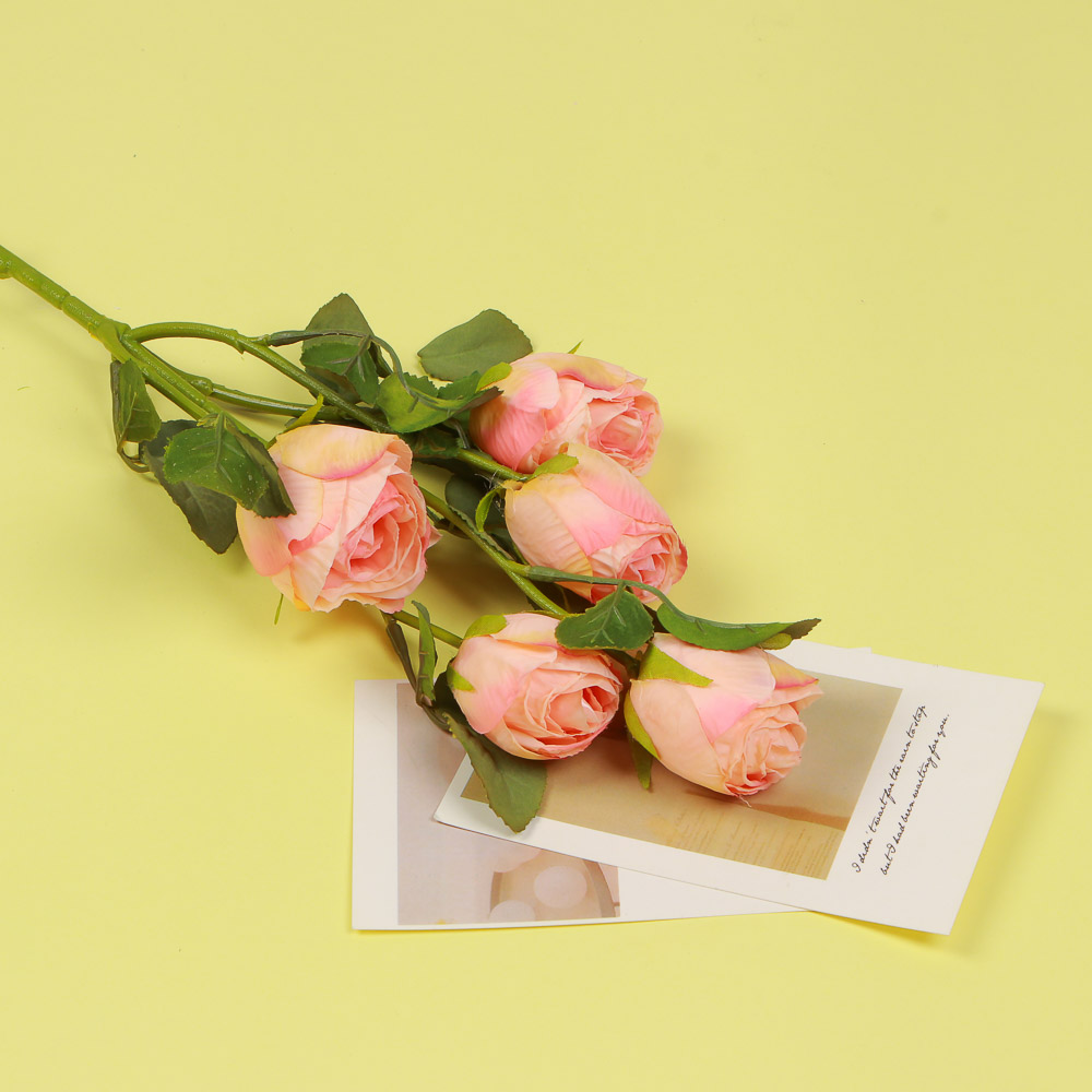 Цветок искуственный в виде кустовой розы LaDecor, 5 веток, 4 цвета - #4