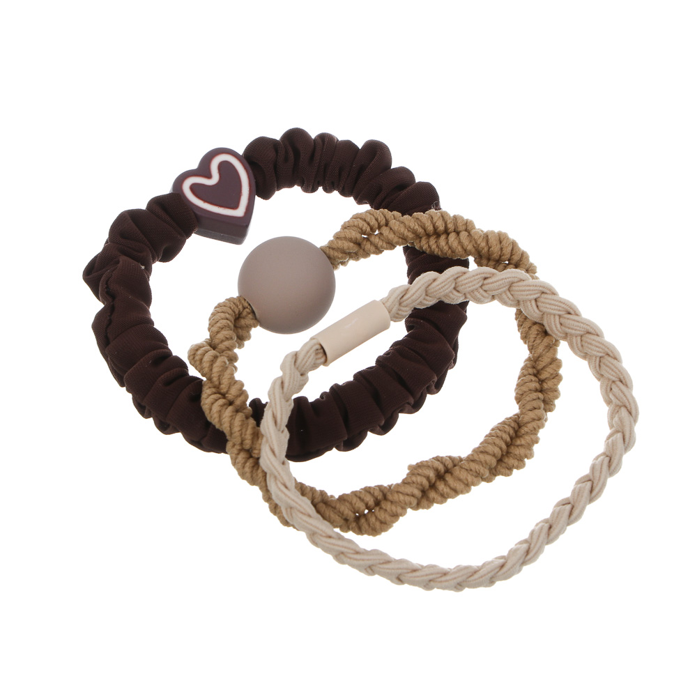 ЮНИLOOK Резинки для волос 3шт, d5,5см, полиэстер, пластик, 3 цветовых сочетания, ACS-109 - #2