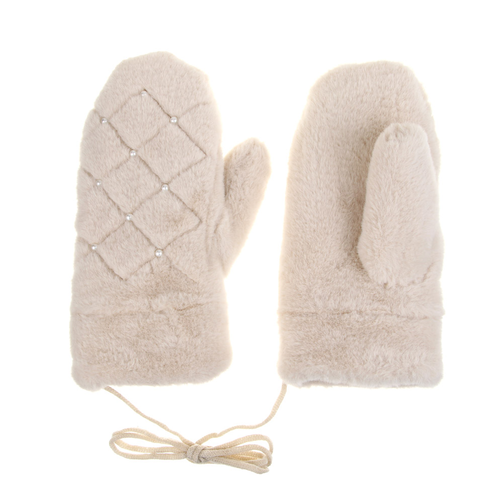 GALANTE Рукавицы женские из эко меха с искусст.жемчугом, р-р 18-20, 2 цвета, СЗПВ24-44 - #4